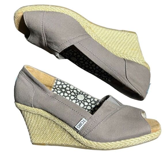 Tom’s Espadrille Peep Toe Wedge Heels Women’s 9.5 - Picture 1 of 9